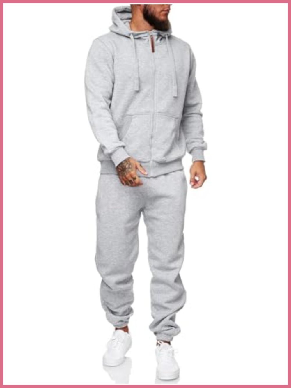 Men's 2-Piece Tracksuit Set Full-Zip Hoodie Joggers Athletic Gym